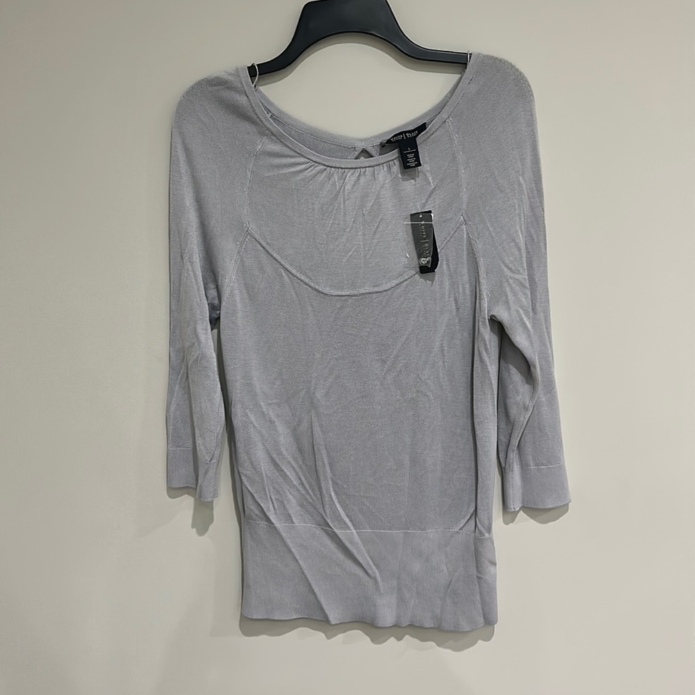 White House black market bluish grey top